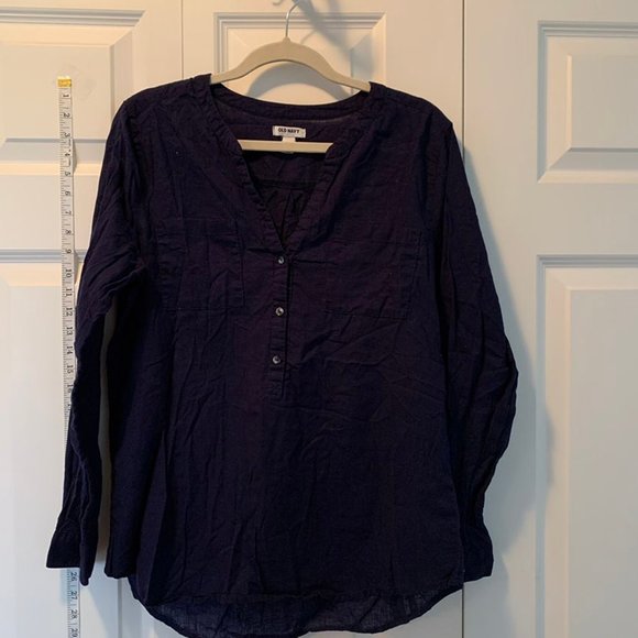 Tops - Linen navy blue Blouse